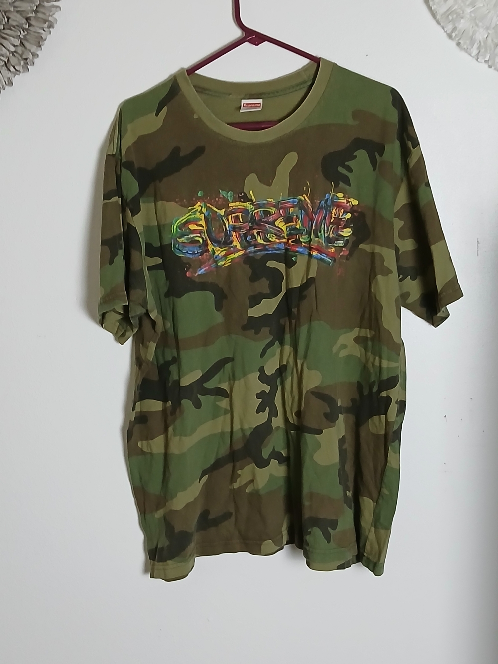 Supreme Paint Logo Tee Woodland Camo Size XL